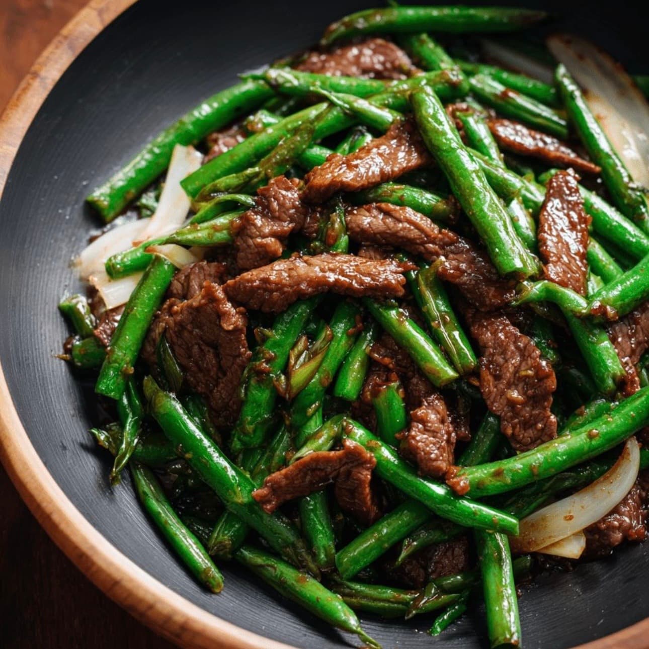 Beef Mirin Satay, Lemon White Rice, Grilled Green Beans and Pickled Raddish